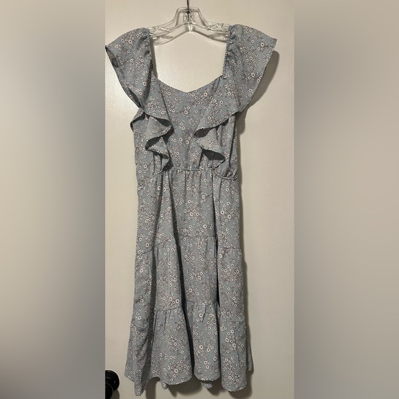 Monteau blue floral short sleeveless dress size S - Picture 3 of 7